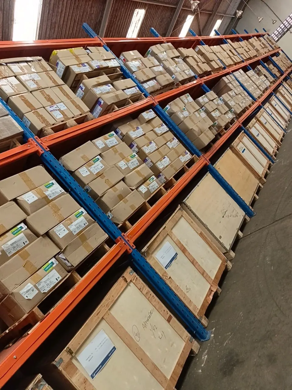 Warehouse pallet racking aisle at Klan Logistics Kampala storage facility